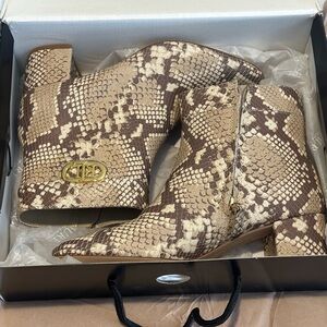 Lauren Ralph Lauren Wynne lI Python-Embossed Leather Booties